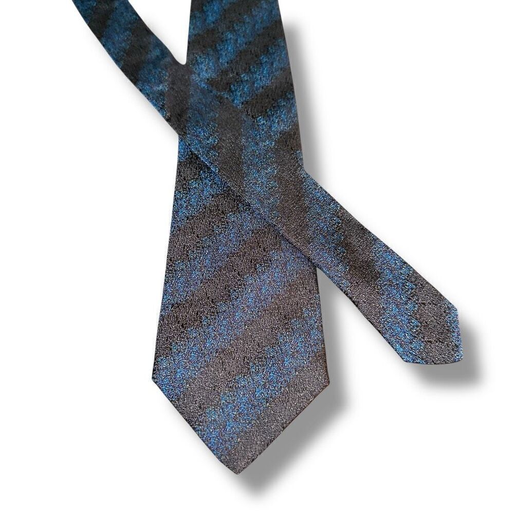 NWT Missoni Black & Blue Shimmer Handmade in Italy Silk Neck Tie
